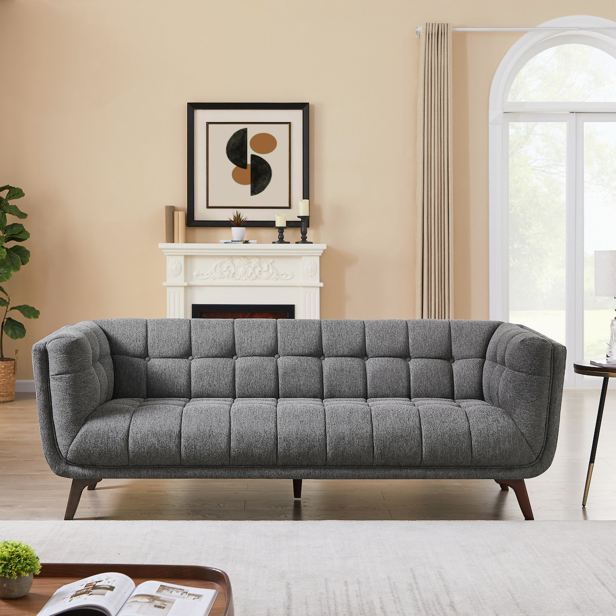 【離島発送不可】NEW　MERCURYソファ　BE/BK/BR/IV/RD Mercury: Comfortable Fabric Couch for Living Room – Spaze